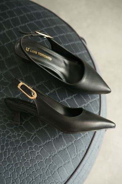 Luis a Costa حذاء LC111 أسود بكعب جلدي بارتفاع 4 سم