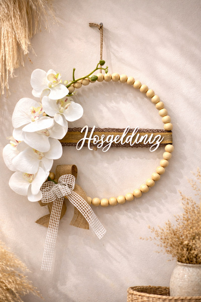 REMO Orkide Ahşap Boncuklu Hoşgeldiniz Kapı süsü