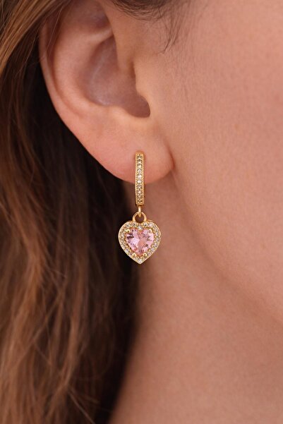 New Obsessions Stainless Steel Gold Color White Stone My Love Heart Earrings