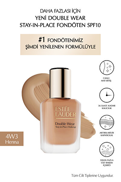 Estee Lauder Double Wear Stay-in-Place Fondöten SPF10 Canlı Mat Bitiş (4W3 HE...