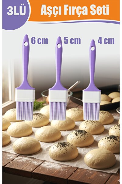 woodretro 3-Piece Silicone Chef and Pastry Brush Set (4 Cm, 5 Cm, 6 cm)