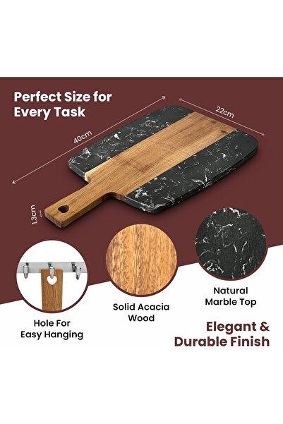 WELU Acacia Wood & Black Marble Cutting Board