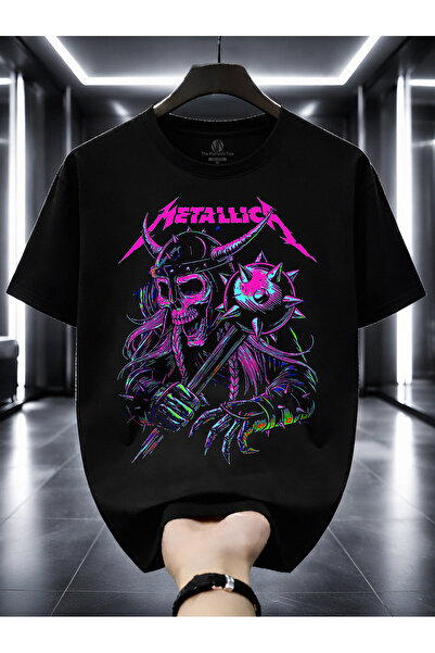 PARUNIV Tricou barbati cu imprimeu frontal Metallica Glow