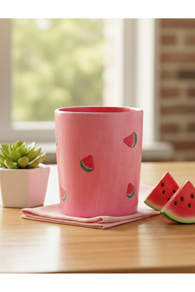 EL YAPIMI Çok amaçlı seramik dekoratif vazo,kalemlik/el yapımı el boyamalı pe...