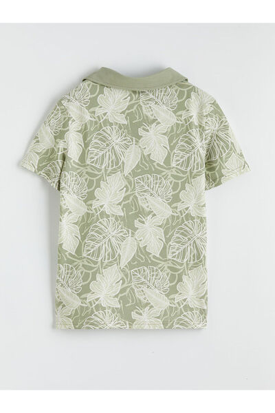 LC Waikiki Ecru Polo Collar Patterned Boys' T-Shirt and Shorts