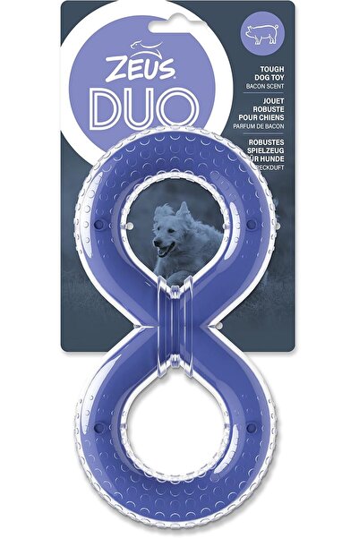 ZEUS لعبة شد على شكل الرقم 8 ثنائية، 20 سم، بنفسجي، برائحة لحم الخنزير المقدد