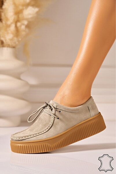 Joana Women's Khaki Suede Loafers Size 40 Vincya