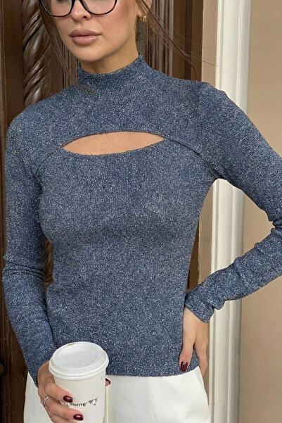 oshebu Women's Stand Collar Low-Cut Blouse