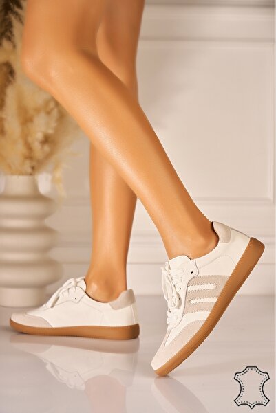 Joana Azure White Genuine Leather Sneakers - Size 38