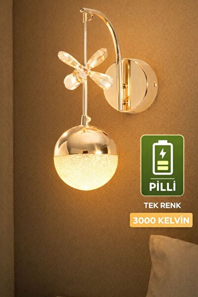 MYLUX AYDINLATMA VE TASARIM Pilli LED Aplik | Tek Renk 3000K Sıcak Işık | Met...