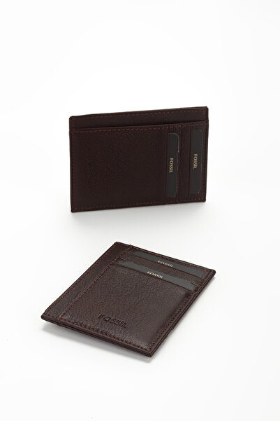 Fossil Boxed Genuine Leather Mini Card Holder Unisex Handheld Portfolio Wallet