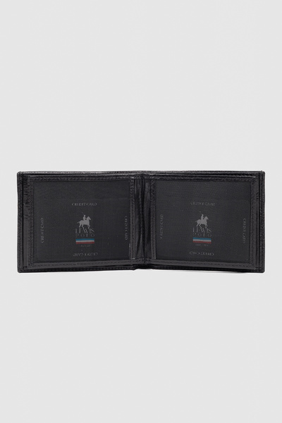 LEWİS POLO Sues Genuine Leather Convenient Black Men's Wallet with Plenty of ...