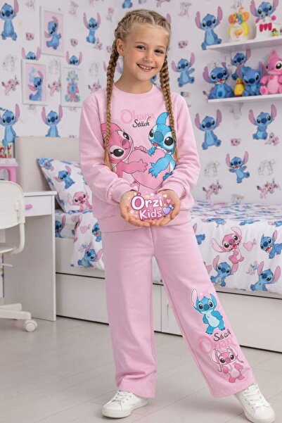 ÖRZİ Kids Set de trening pentru fete cu imprimeu și pantaloni largi, 3-12 ani