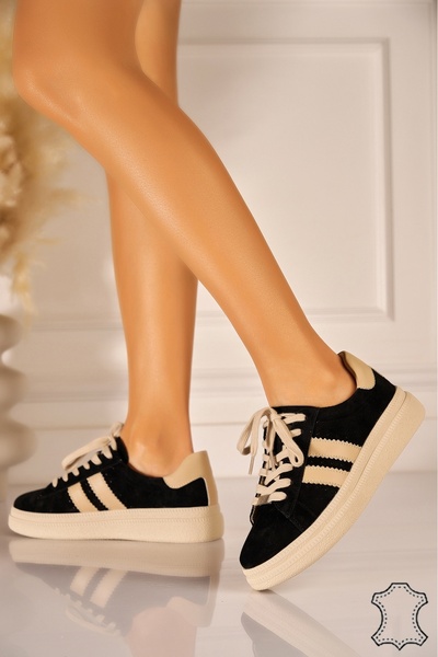 Joana Lenka Black Suede Sneakers Size 38