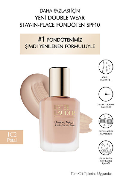 Estee Lauder Double Wear Stay-in-Place Fondöten SPF10 Canlı Mat Bitiş (1C2 PE...