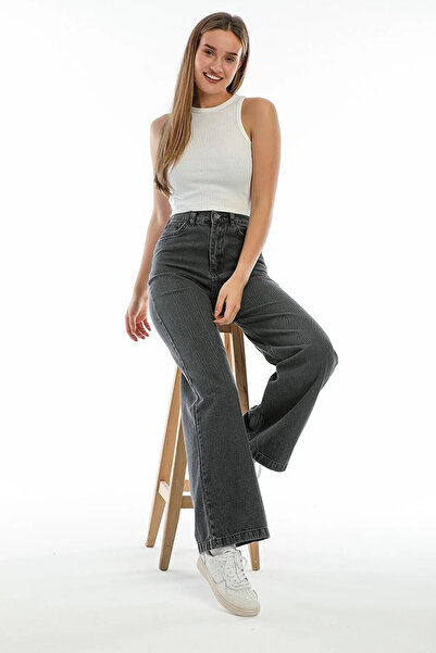 WODDİ Evia High Waist Wide Leg Wide Foot Jean Pants