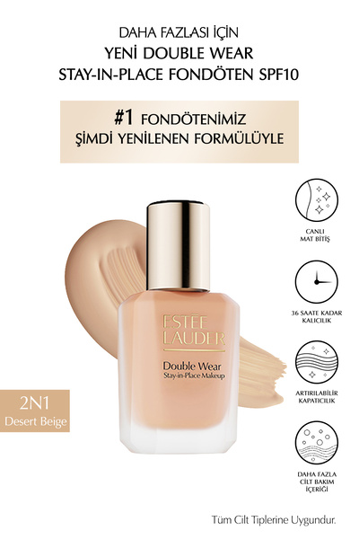Estee Lauder Double Wear Stay-in-Place Fondöten SPF10 Canlı Mat Bitiş (2N1 DE...