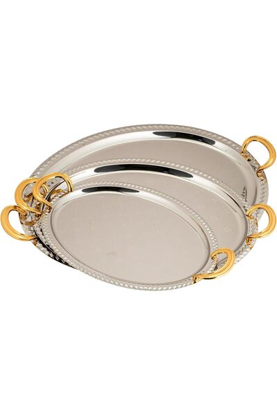 ALSAIF 3 Pieces Serving Tray Set with Side Handles