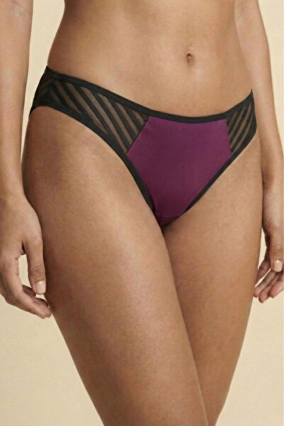 Manken Women's Neon Plum Cotton Stretchy Luxury Thong with Mesh Detail Premiu...