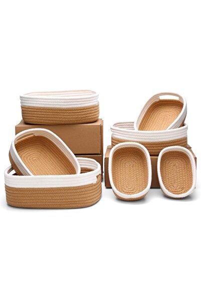 Arabest 7 Piece Cotton Rope Woven Basket Set - Woven Storage Basket Laundry B...