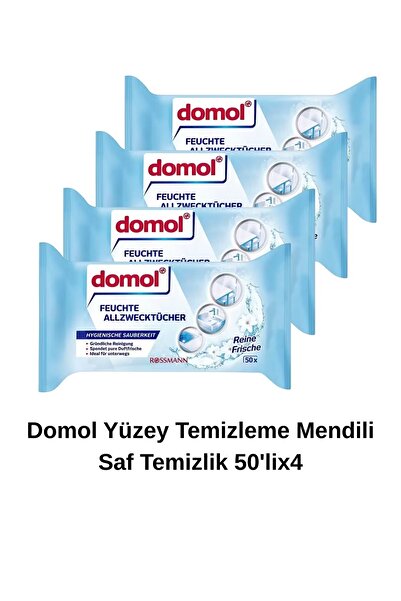DOMOL Yüzey Temizleme Mendili Saf Temizlik 50'li (4 Adet)