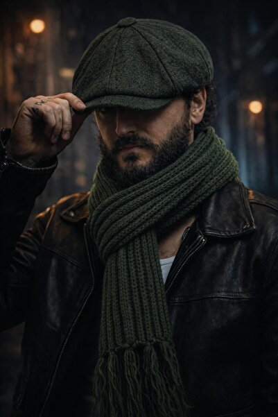 kuru طقم قبعة وشال إنجليزي - 145×19