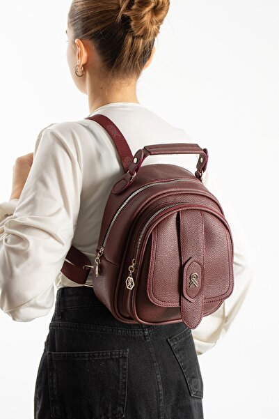 minebag Çok Gözlü Mini Frank Sırt Çantası Bordo