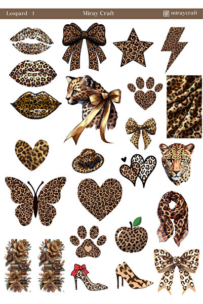 MirayDesign Leopard Themed Sticker Sheet – Stylish & Fashion Illustrations (1...