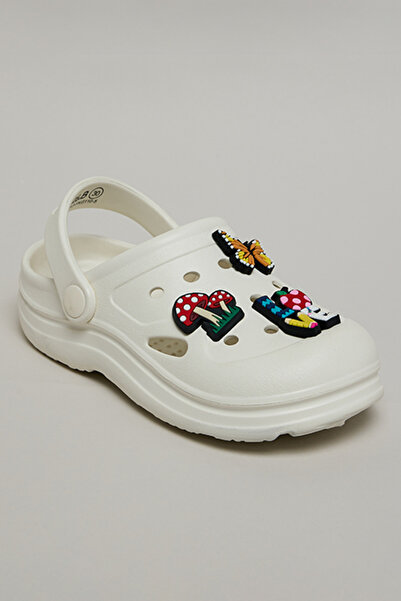 R&B Girls Ivory Charm Detail Slingback Clogs