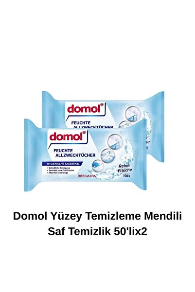 DOMOL Yüzey Temizleme Mendili Saf Temizlik 50'li (2 Adet)