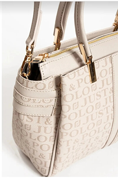 Just Polo Lock Detailed 4-Compartment Women's Shoulder Bag with Gold Accessor...