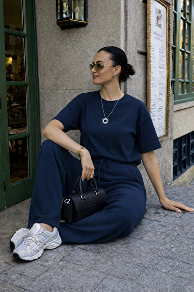 BayBayan Set de damă cu mâneci scurte, subțire, model la modă, din twill