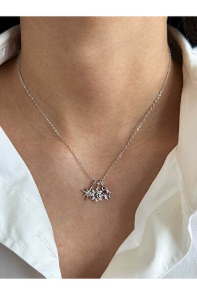 h&b design jewel 925 Ayar Gümüş Kutup Yıldızlı Charm Kolye