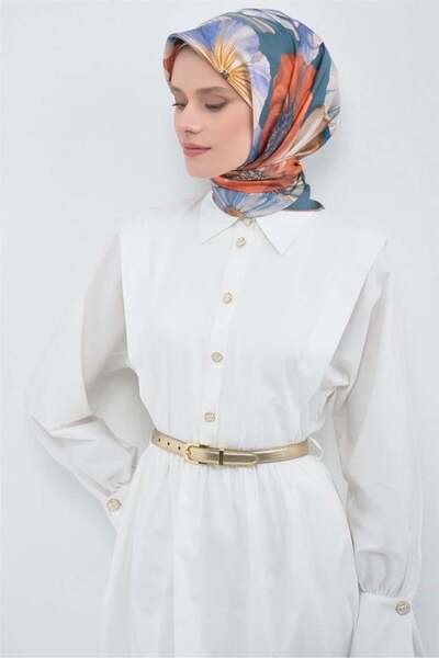 Armine Eșarfă din mătase pură Tivil 9503 - 85 Model floral verde închis