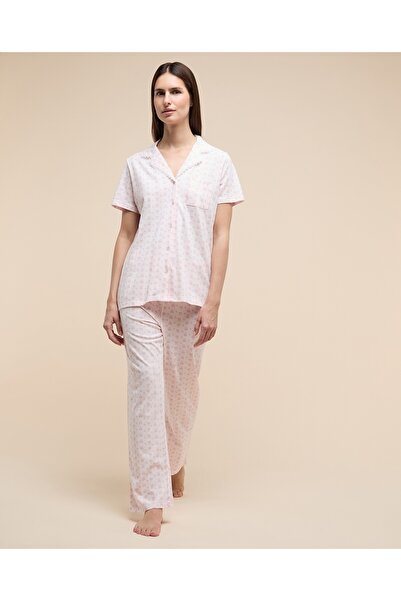 R&B Women Pink Printed Pyjama Set