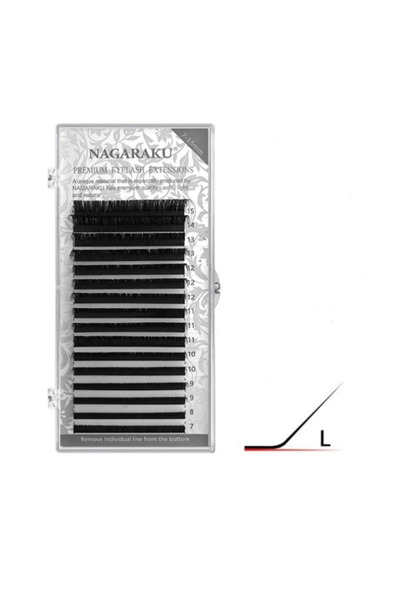 NAGARAKU Μίγμα επεκτάσεων βλεφαρίδων Nagaraku, καμπυλότητα L, πάχος 0,10