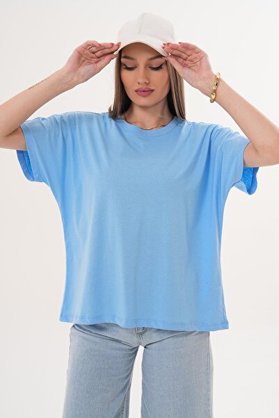 ŞİMAL Дамска тениска с голям размер и велосипедна яка 260021 -