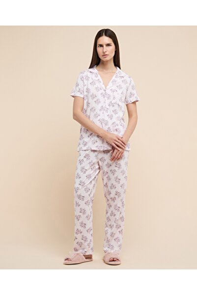 R&B Women Baby Pink Printed Pyjama Set