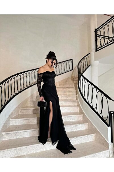 Lion A very beautiful and gorgeous evening dress with lace sleeves