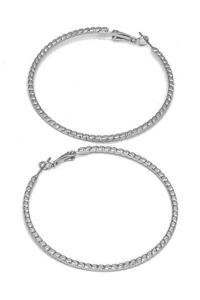 Nearsis Quadrilateral Cube Patterned Hoop Earrings 6cm Diameter