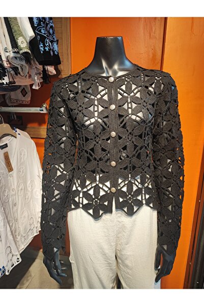 Sosyete Kaplumbağa Knitwear Süzene Floral Embroidery Patterned Long Sleeve Bu...