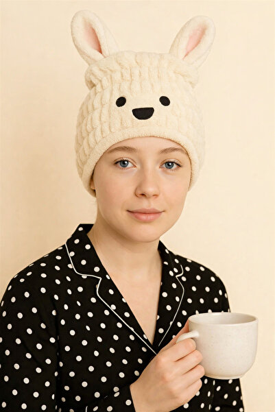 Katia&Bony Tavşan Kulaklı Havlu Bone Krem