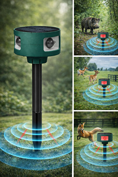 Solar Ultrasonic 120dB Animal Repellent Alarm with Siren, 360 Motion Sensor, 4 Modes, Waterproof