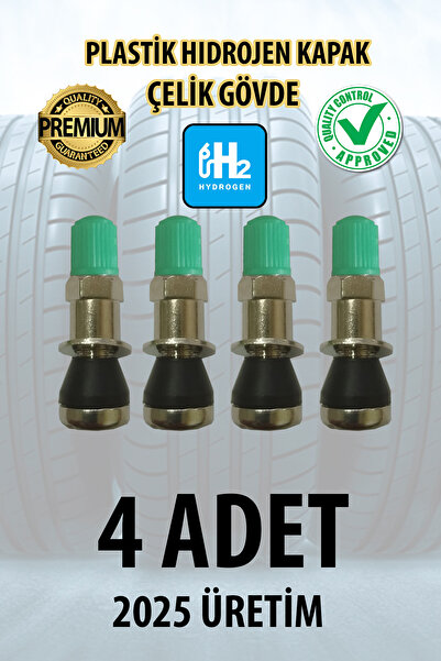 markanza Hidrojen Yeşil Plastik Kapaklı Çelik Sibop Seti 4 Adet Şık Görünüm v...