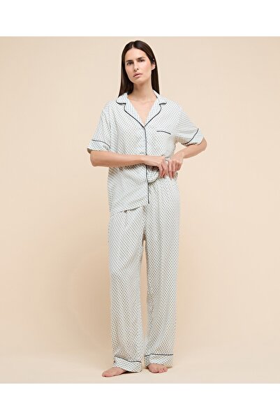 R&B Women Cream Printed Pyjama Set