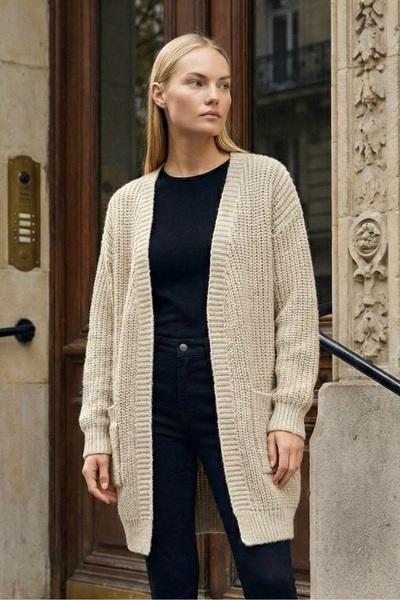 lamea Women's Long Oversize Thick Knit - Soft Casual Knitwear Cardigan - with...