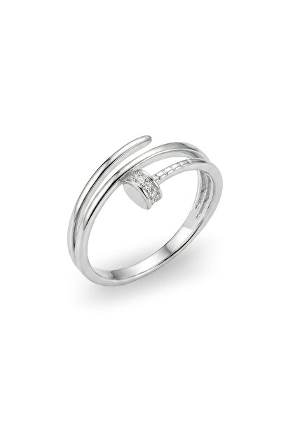 Söğütlü Silver 925 Ayar Gümüş Yüzük Zirkon Taşlı Çivi Tasarım 3 Sıra Görünüml...