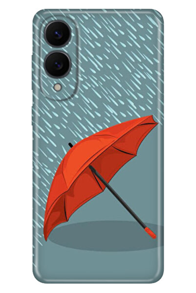 Cekuonline Galaxy S25 Edge Kılıf Dekoratif Silikon Baskılı Kapak Kırmızı Şemsiye