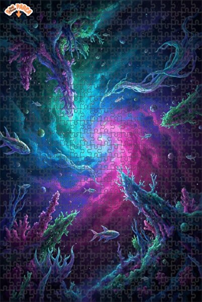 Teona Ahşap Fish in the Galactic Coral Sea Double Layer Framed Wooden Puzzle ...