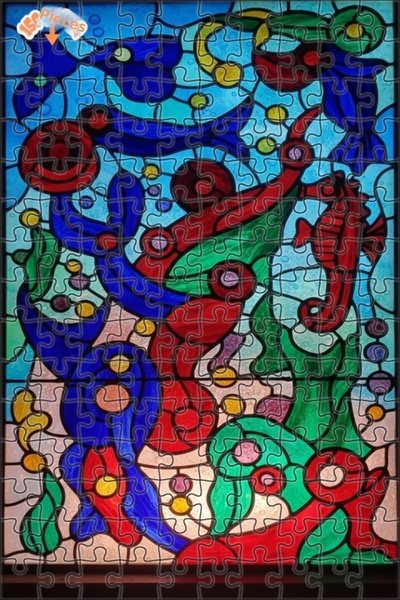 Teona Ahşap Mermaid Sea Horse Glass Double-Layered Framed Wooden Puzzle 150 P...